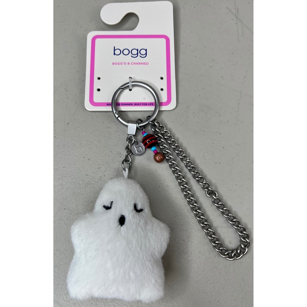 NEW BOGG Tiny Tote Keychain Bag Charm Boo! Halloween Ghost White Plush